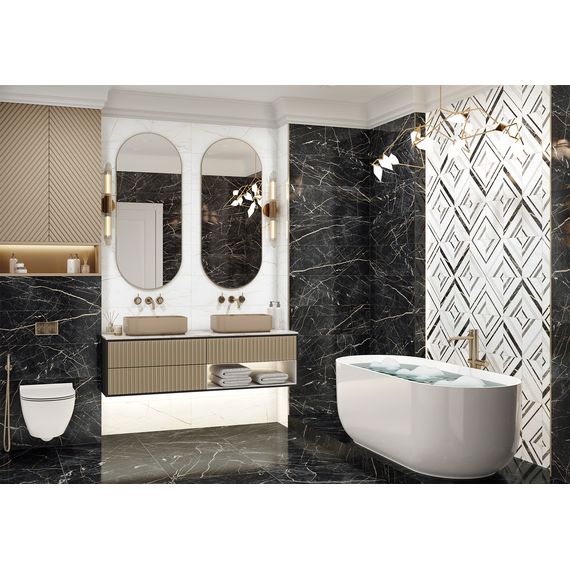 Плитка керамическая Delacora Богема Черный WT15BHM99R черная 24,6×74 см, изображение 2
