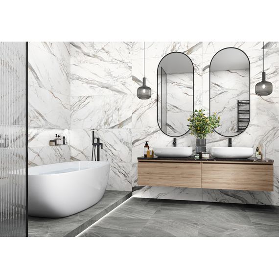 Керамогранит Delacora Каррара Церсей D60208M белый 60×60 см, изображение 2