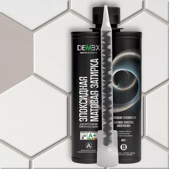 Затирка DEMEX эпоксидная двухкомпонентная, DME-303 холодная бежевая, матовая, 400 мл, Цвет производителя: холодный бежевый