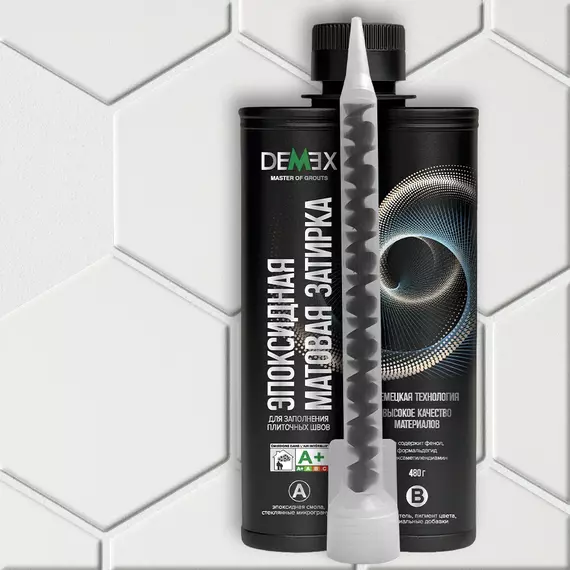 Затирка DEMEX эпоксидная двухкомпонентная, DME-306 лунная белая, матовая, 400 мл, Цвет производителя: лунный белый