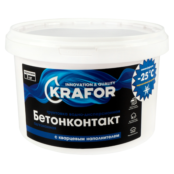 Бетоноконтакт (грунтовка) Крафор для наружных и внутренних работ, 3 кг