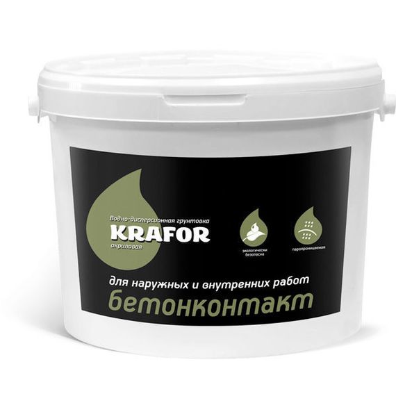 Бетоноконтакт (грунтовка) Крафор для наружных и внутренних работ, 12 кг