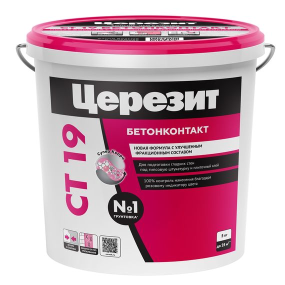 Бетоноконтакт (грунтовка) Церезит CT19 адгезионный, 5 кг